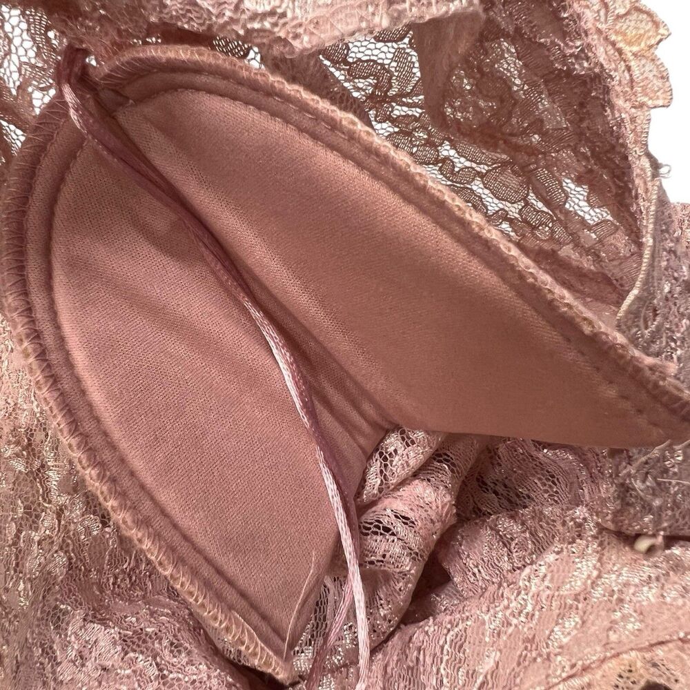 Lace Maxi Dress Vintage Long Sleeve Size 5 Blush Pink Coquette Formal Wear - Picture 11 of 16